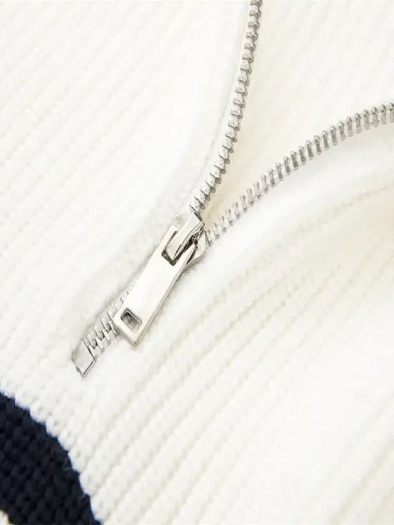 Tahir | Casual Striped Zip Up Sweater