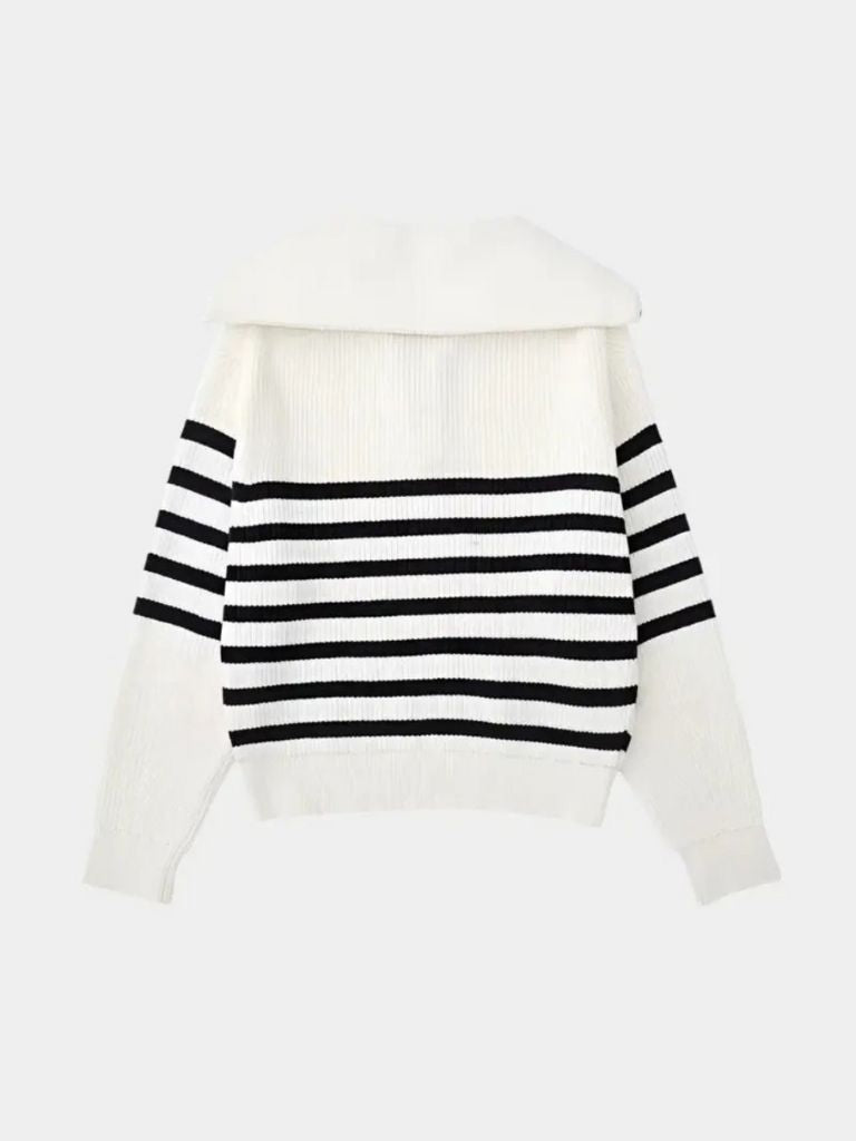 Tahir | Casual Striped Zip Up Sweater