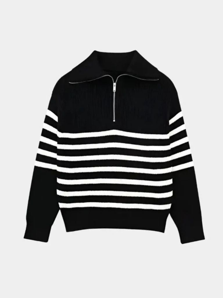 Tahir | Casual Striped Zip Up Sweater