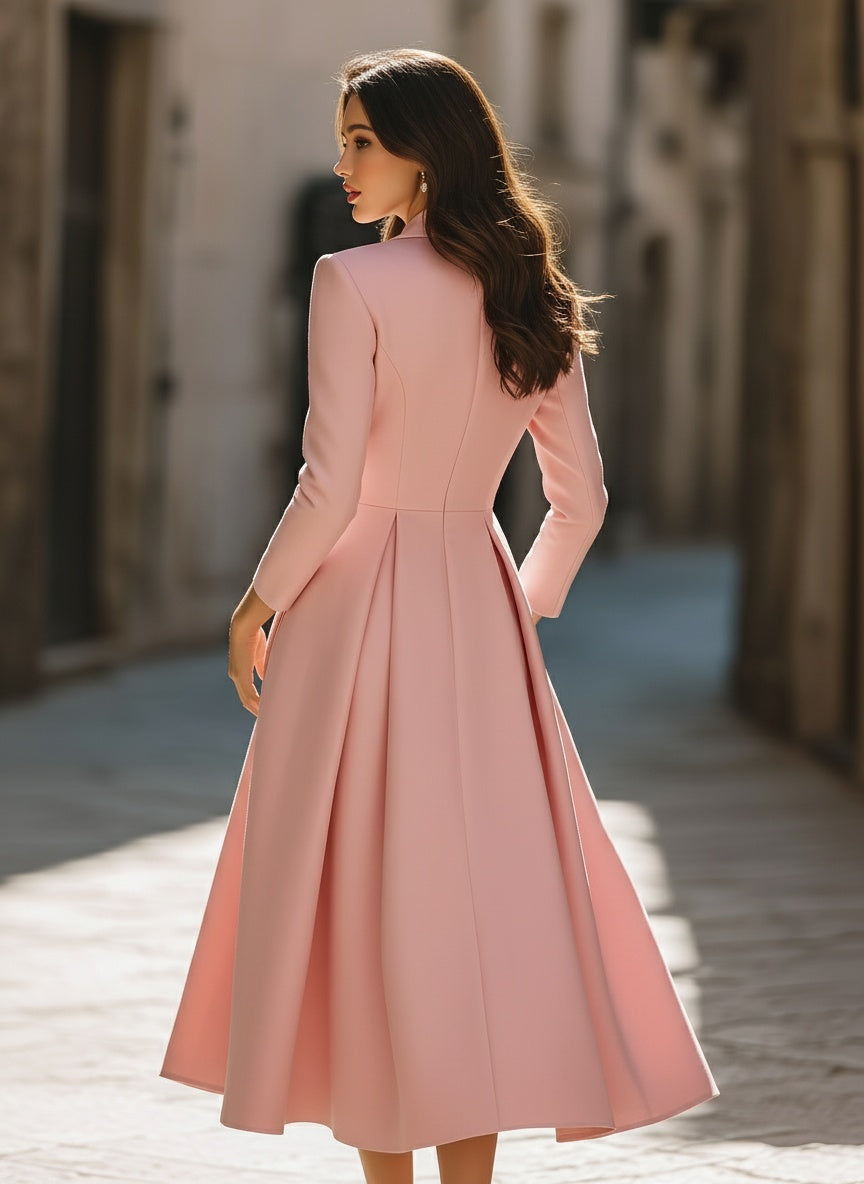 Emily | Sophisticated Pleated Midi Blazer Dress