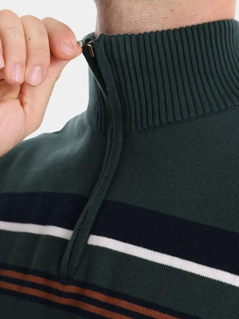 Draven | Knit Striped Quarter-Zip Jumper Sweater