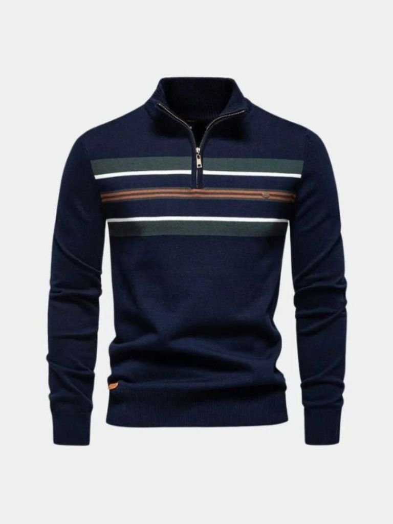 Draven | Knit Striped Quarter-Zip Jumper Sweater