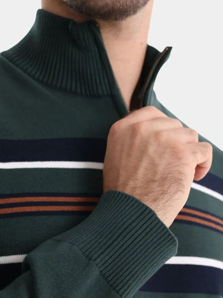 Draven | Knit Striped Quarter-Zip Jumper Sweater