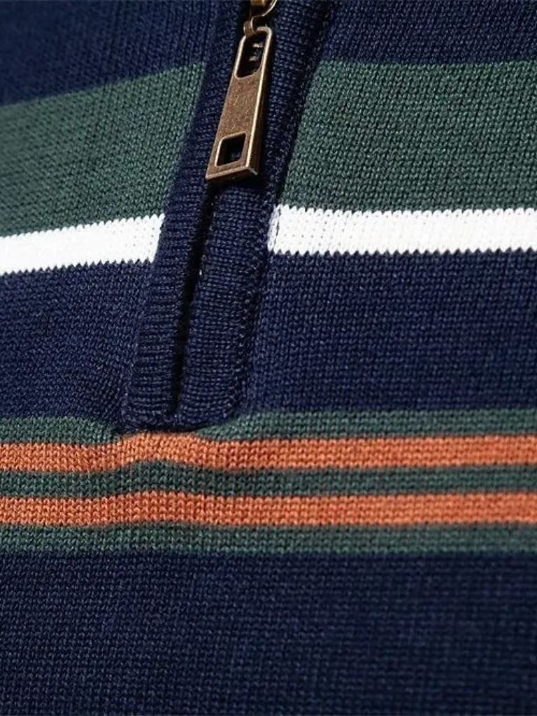 Draven | Knit Striped Quarter-Zip Jumper Sweater