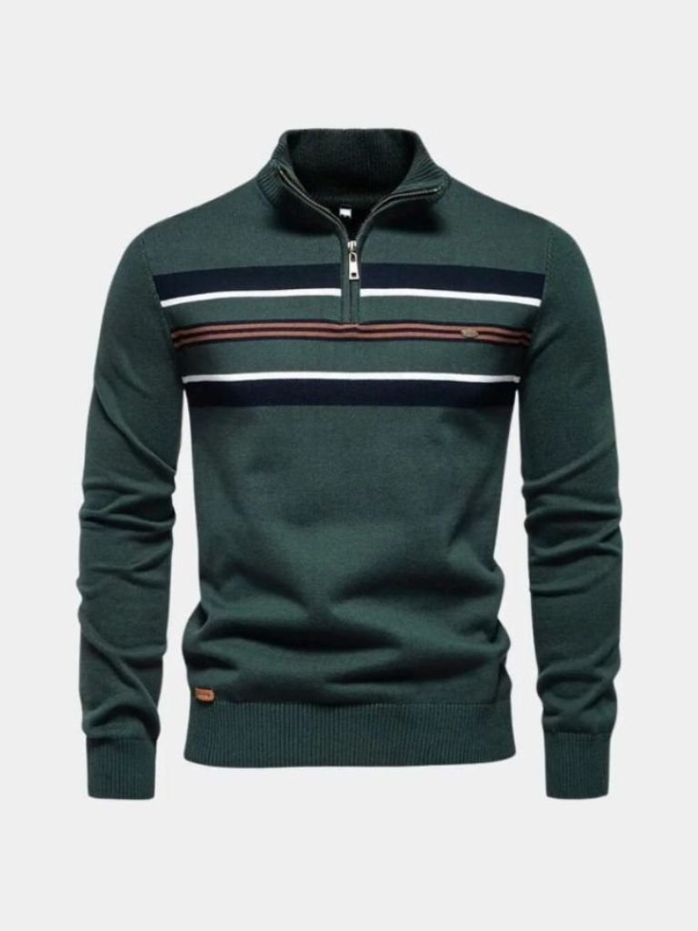 Draven | Knit Striped Quarter-Zip Jumper Sweater