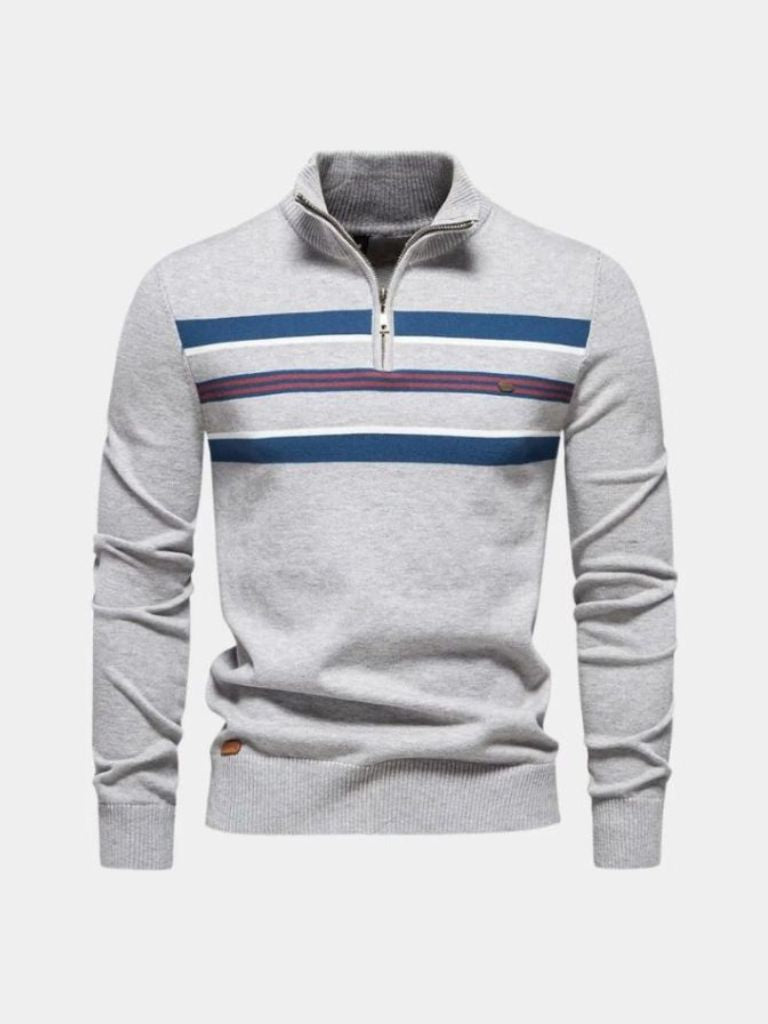 Draven | Knit Striped Quarter-Zip Jumper Sweater