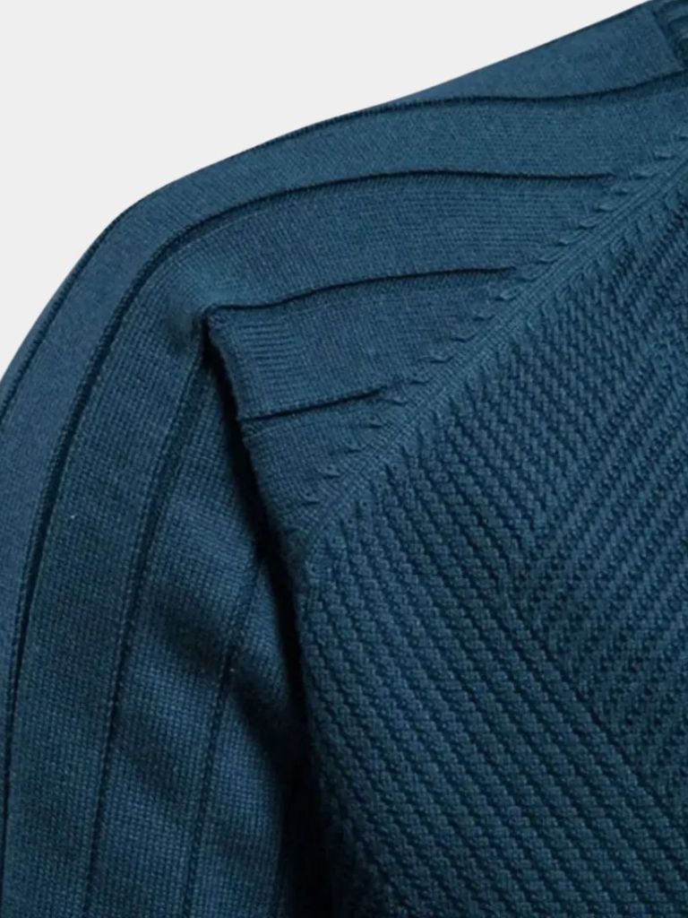 Dorian | Knit Zipper Jacquard Solid Color Cardigan Sweater