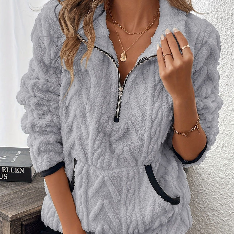 Flaria | Cozy Plush Half-Zip Sweater