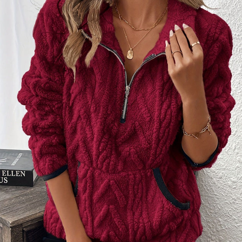 Flaria | Cozy Plush Half-Zip Sweater