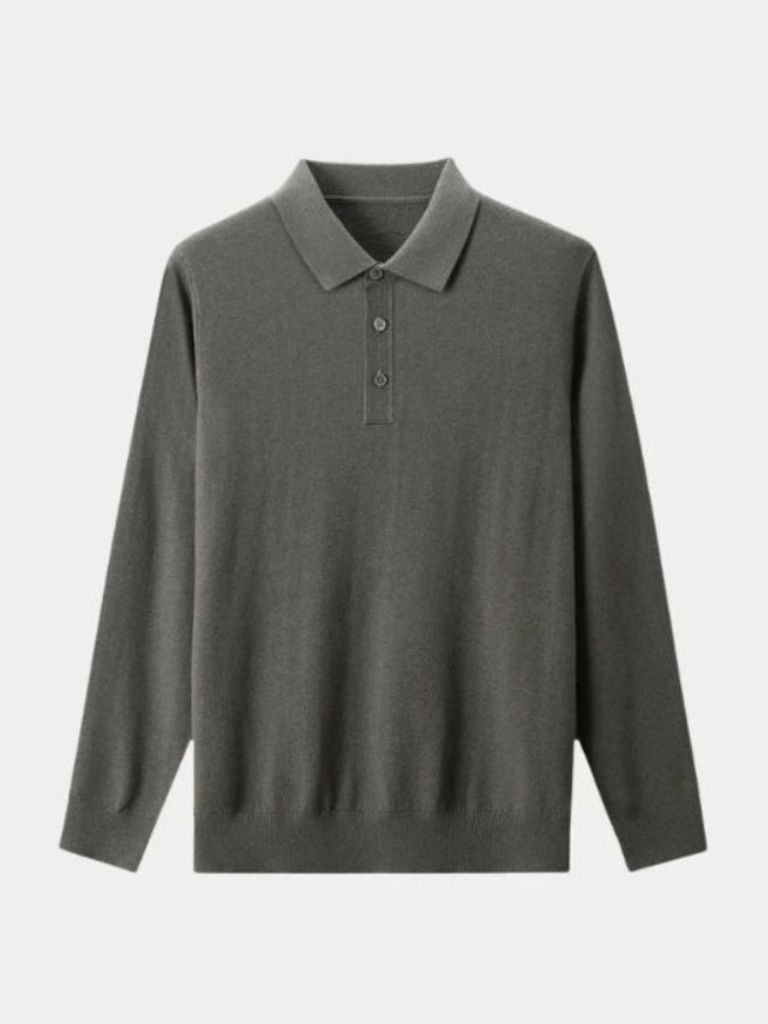 Keir | Wool Knit Button Up Polo Pullover