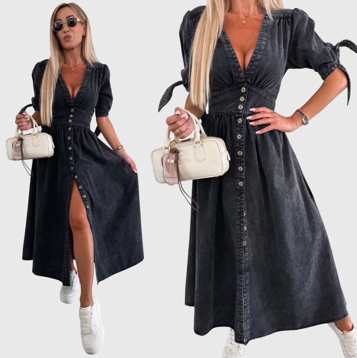 Madelyn | Timeless Button-Detail Denim Midi