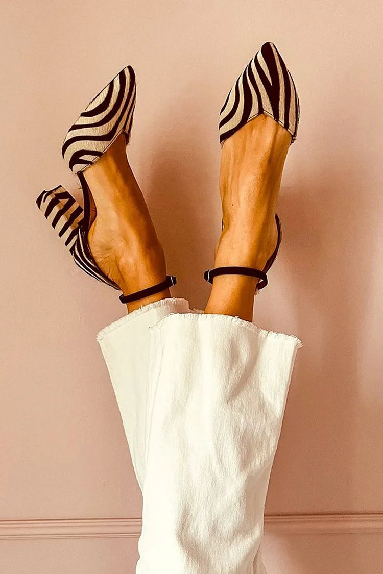 Faith | Zebra-Print Pointed Toe Pumps With Ankle Strap