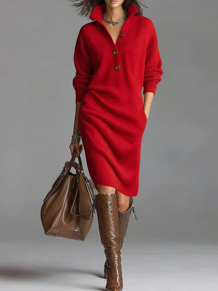 Judi | Ribbed Knit Sweater Dress