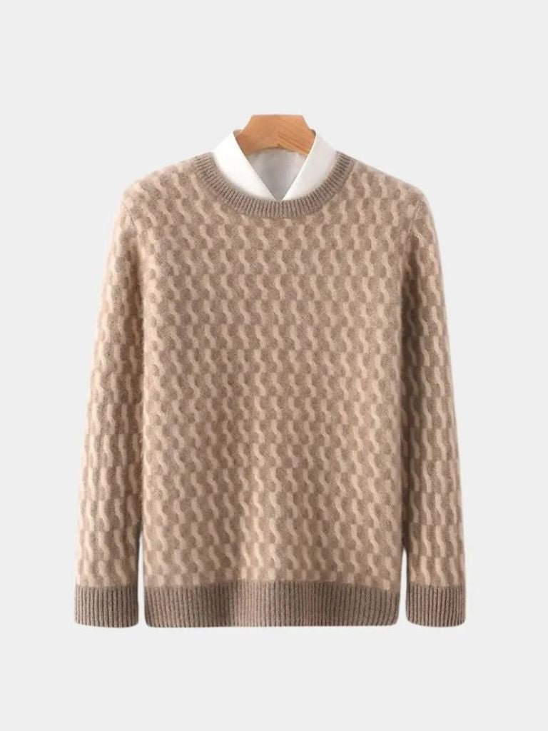 Elio | Wool Geometric Crew Neck Pullover Sweater