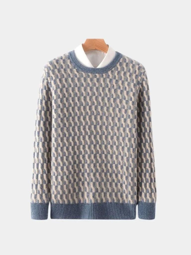 Elio | Wool Geometric Crew Neck Pullover Sweater