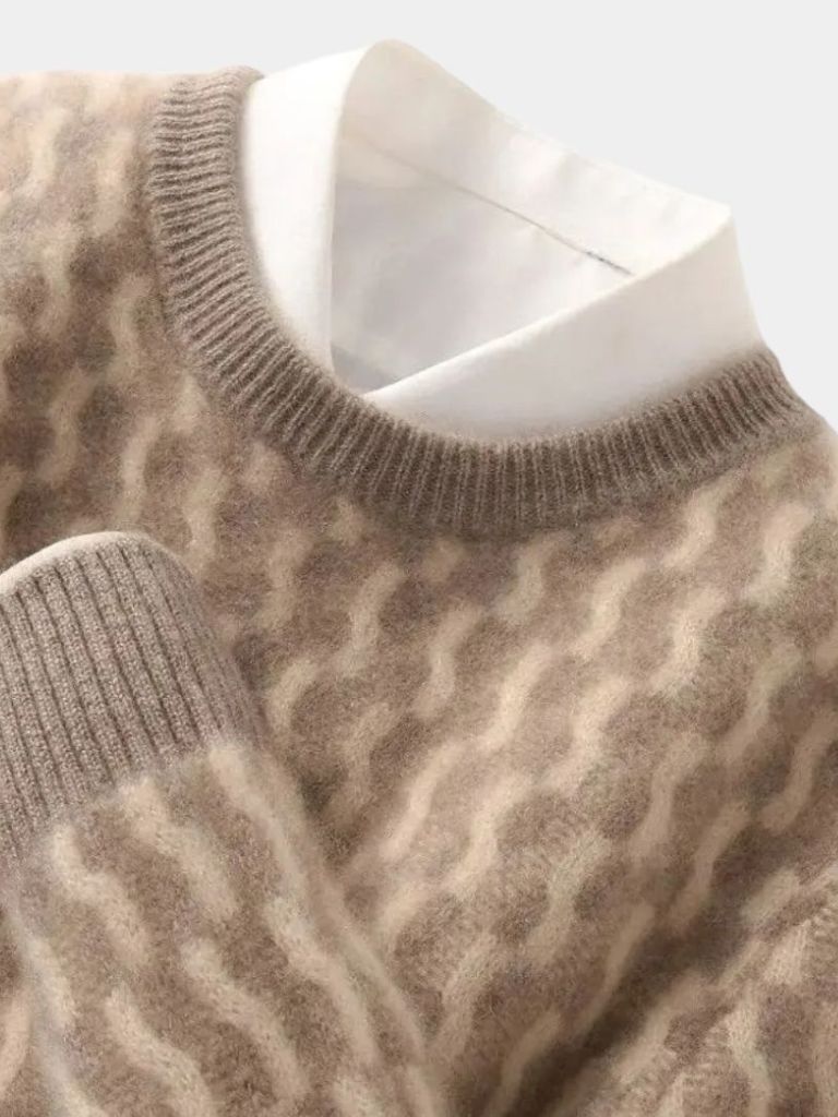 Elio | Wool Geometric Crew Neck Pullover Sweater