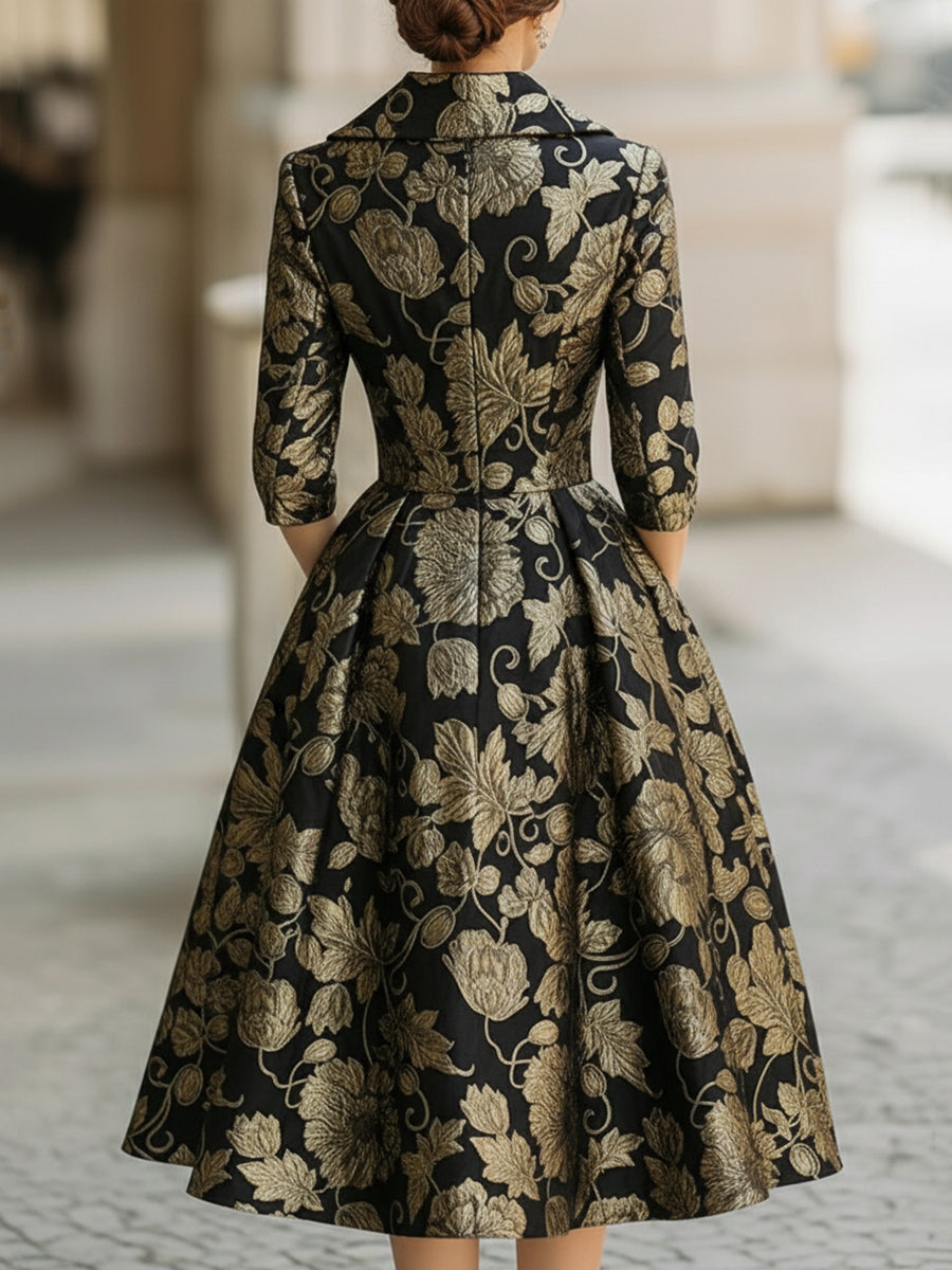 Meghan | Elegant Floral Midi Dress