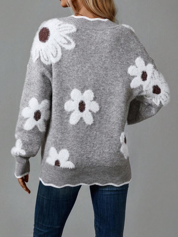 Holland | Elegant V-Neck Floral Sweater