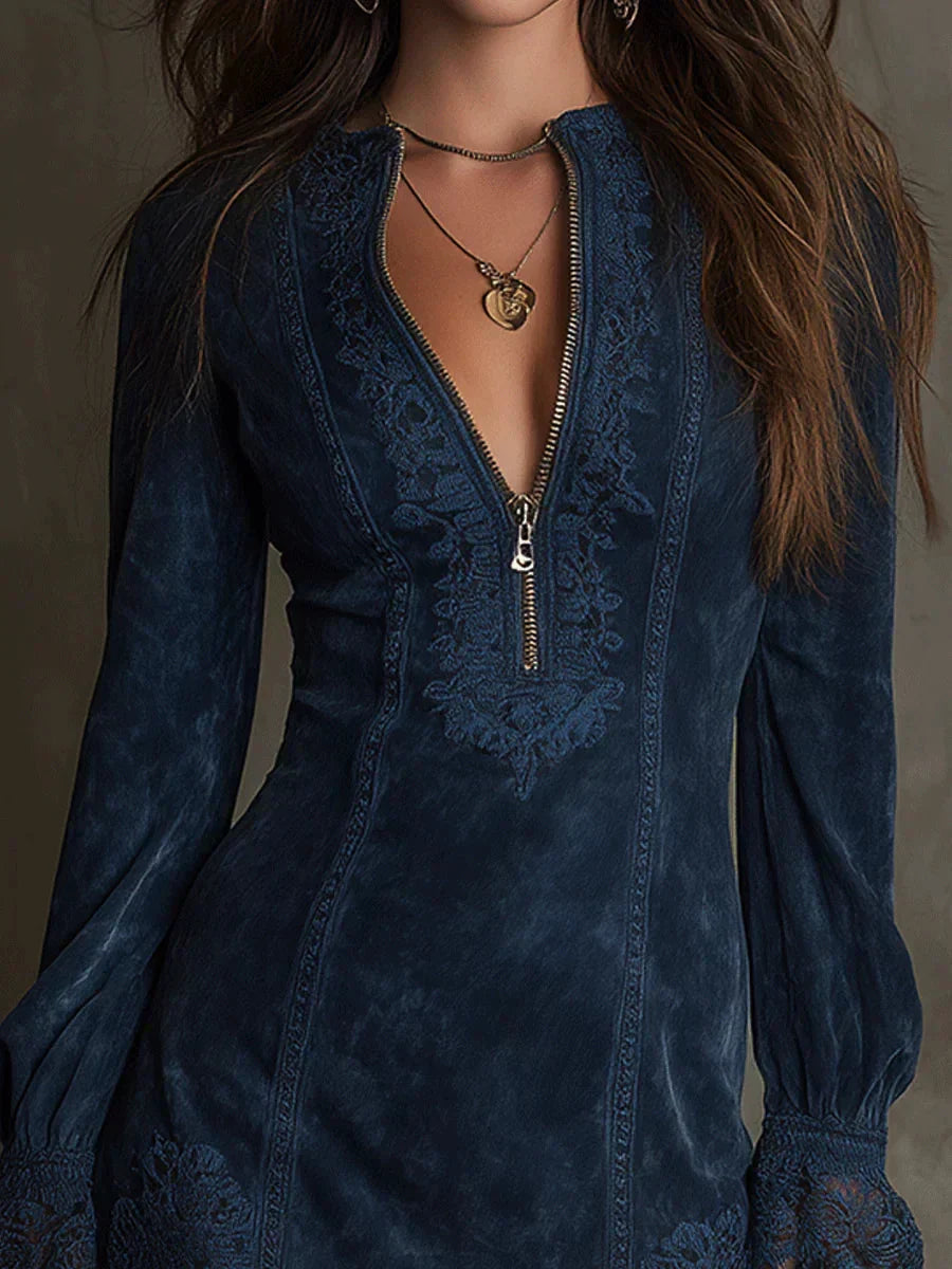Ophelia | Blue Lace Mini Dress