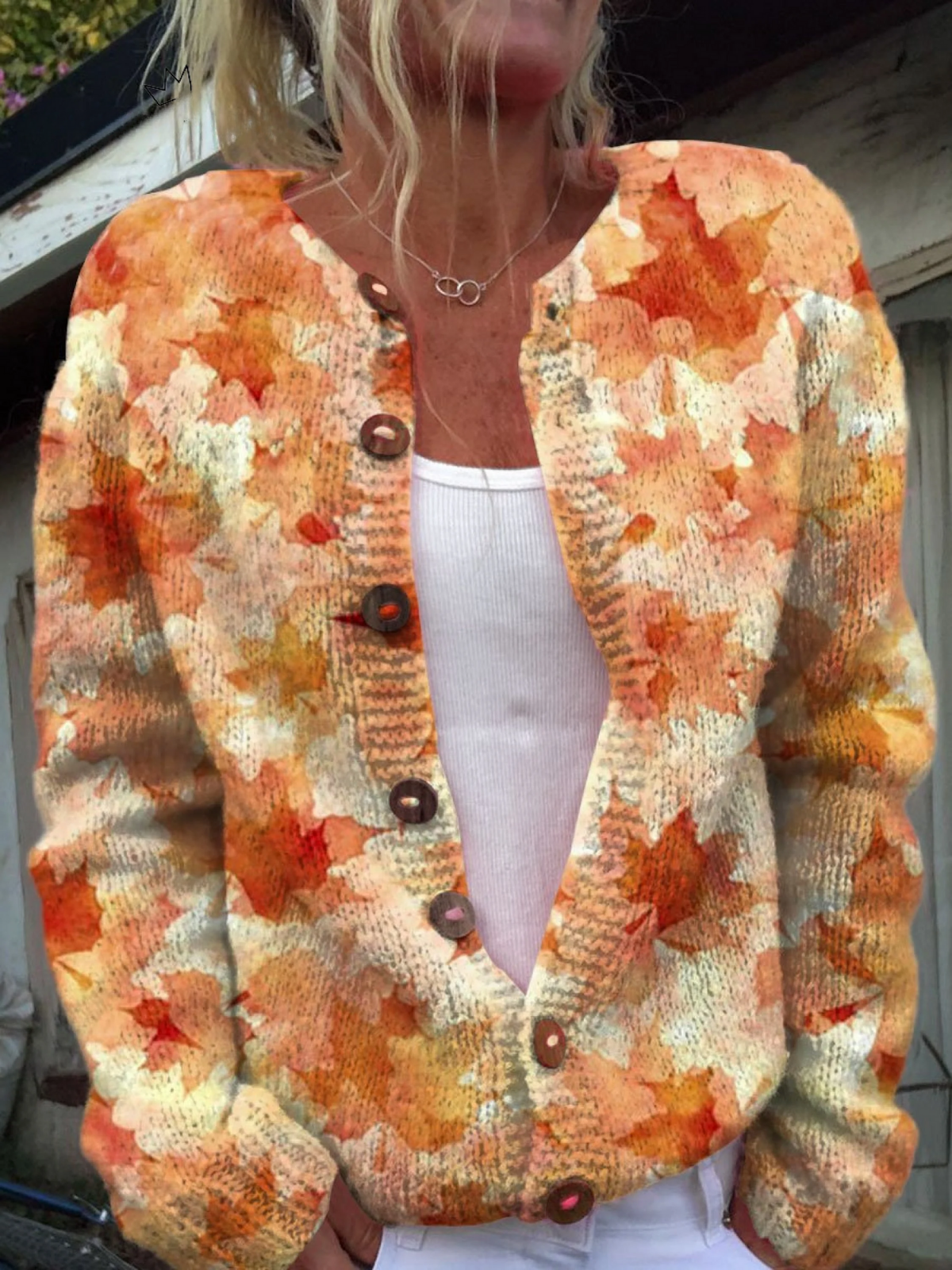 Everly | Sweater with Maple Leaf Autumn Art Print