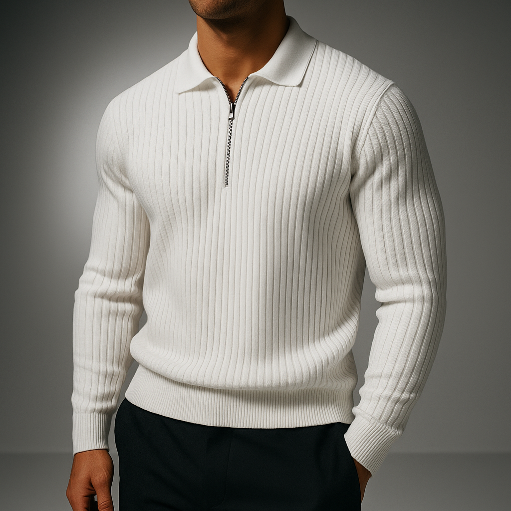 Lusso | Ribbed Quarter-Zip Sweater
