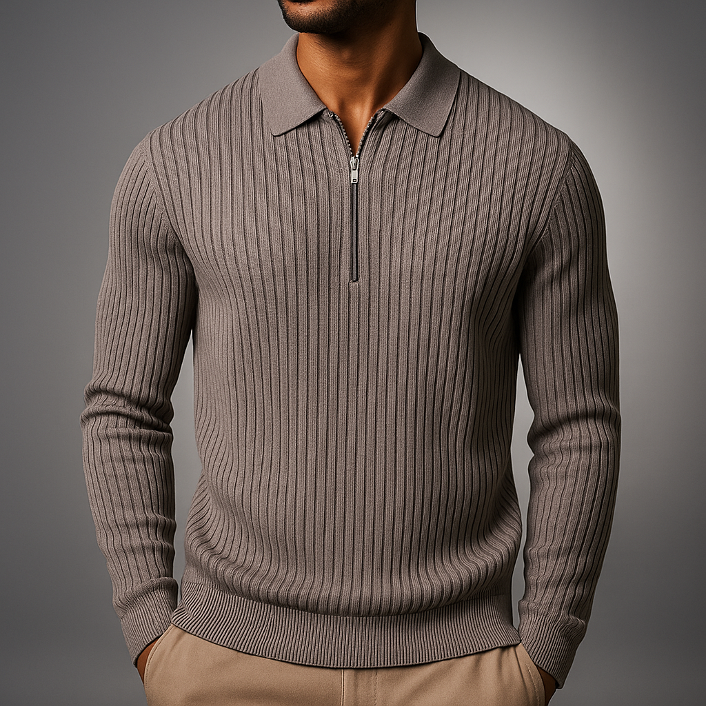 Lusso | Ribbed Quarter-Zip Sweater