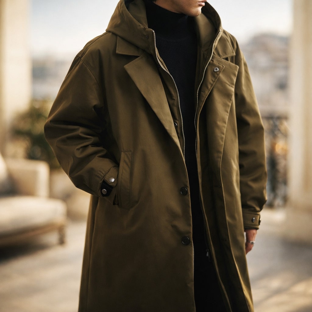 Layered Cold-Weather Overcoat