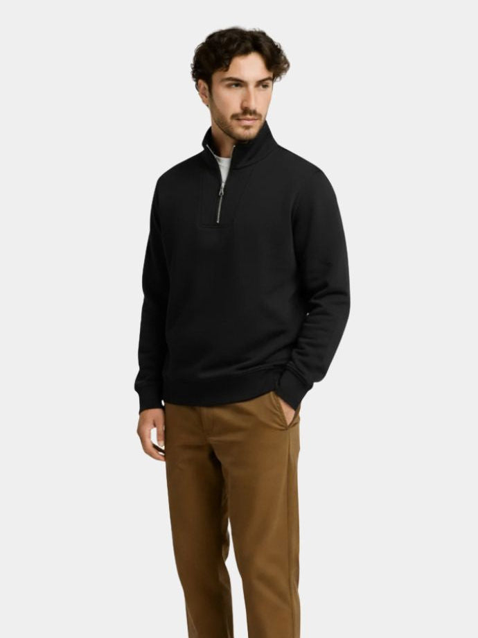 Cedric | Zip Black Lapel Sports Hoodie Sweatshirt