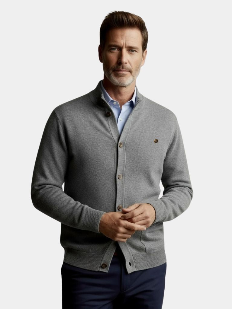 Brevin | Knitted Stand Collar Cotton Cardigan