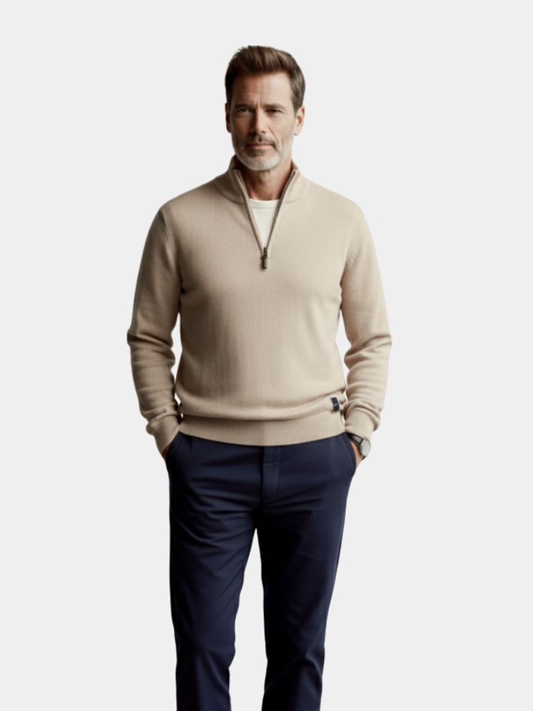 Wynn | Half Zip Knitwear Solid Color Cardigan Sweater