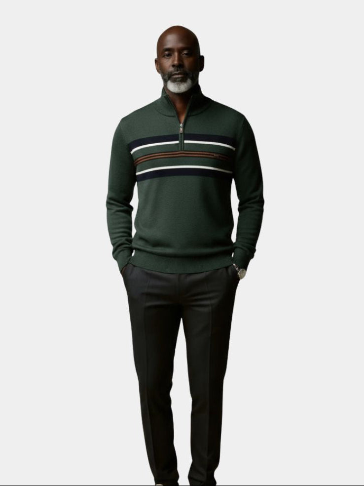 Draven | Knit Striped Quarter-Zip Jumper Sweater