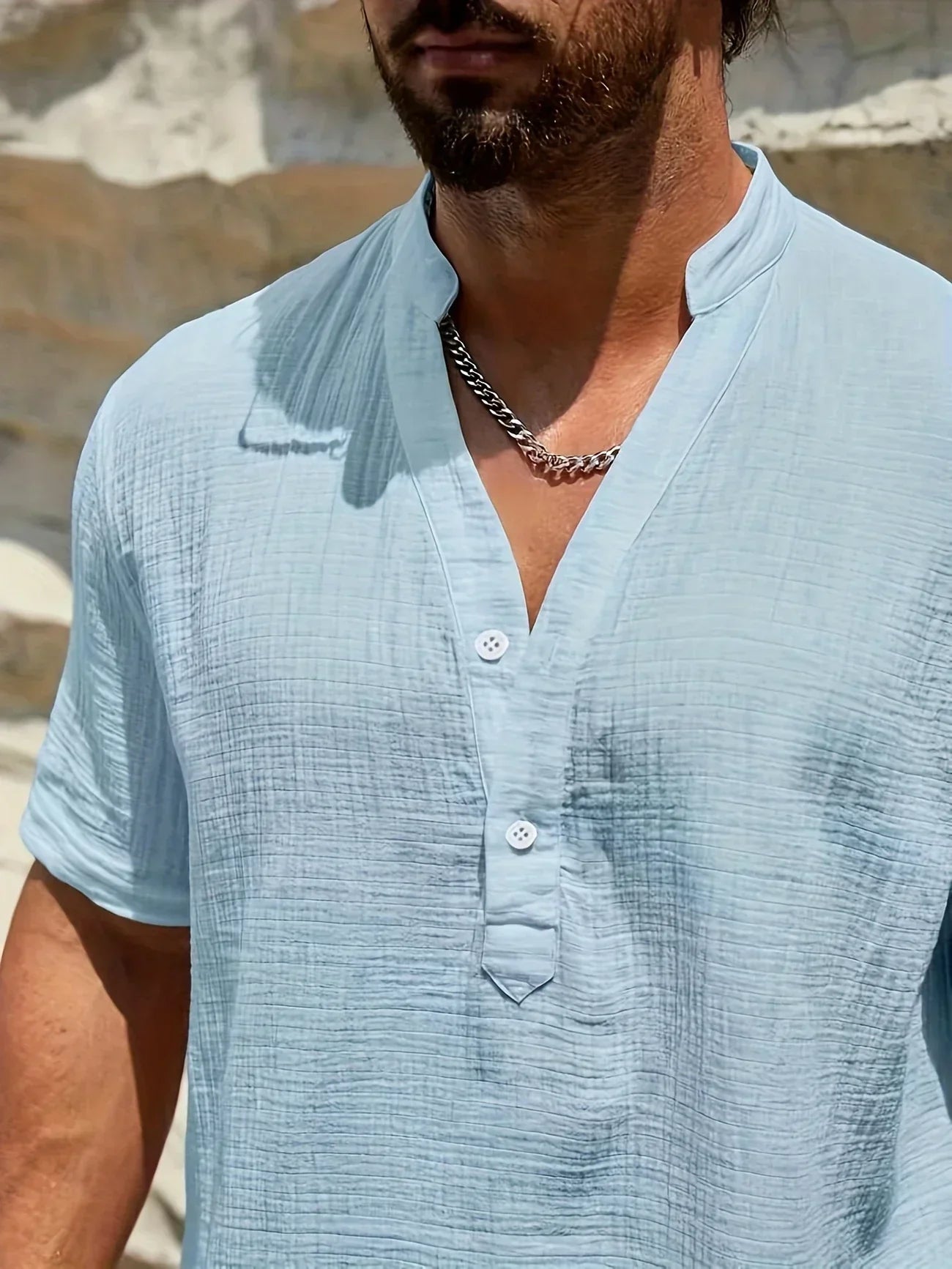 Christian | Elegant Summer Shirt with High Collar