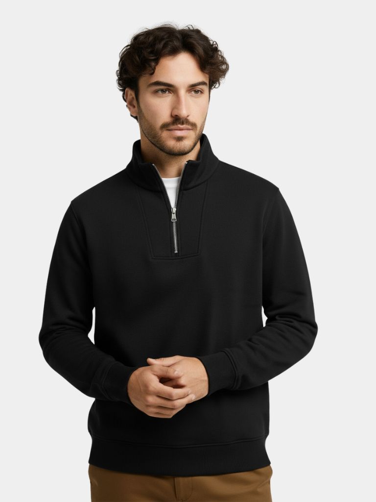 Cedric | Zip Black Lapel Sports Hoodie Sweatshirt