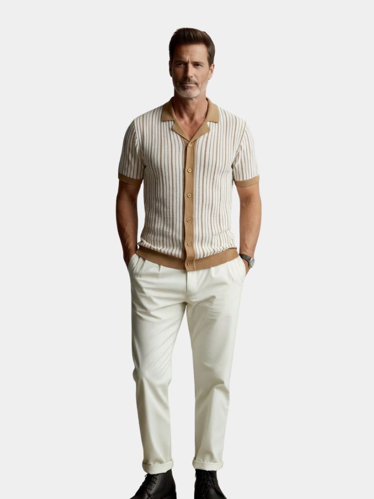 Refined Stripe Knit Polo