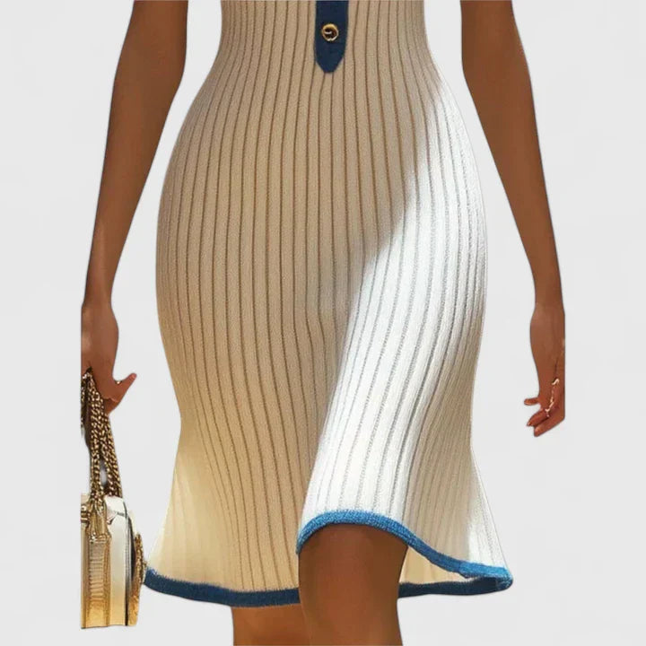 Clara | Chic Button-Detail Elegant Midi Dress