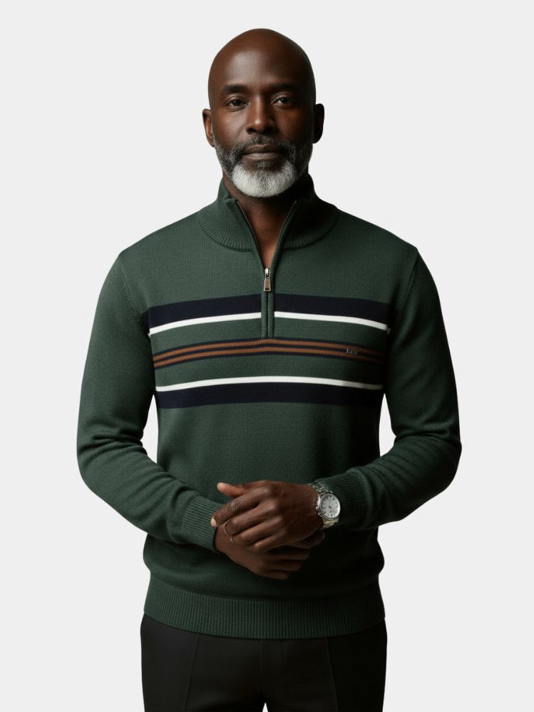Draven | Knit Striped Quarter-Zip Jumper Sweater