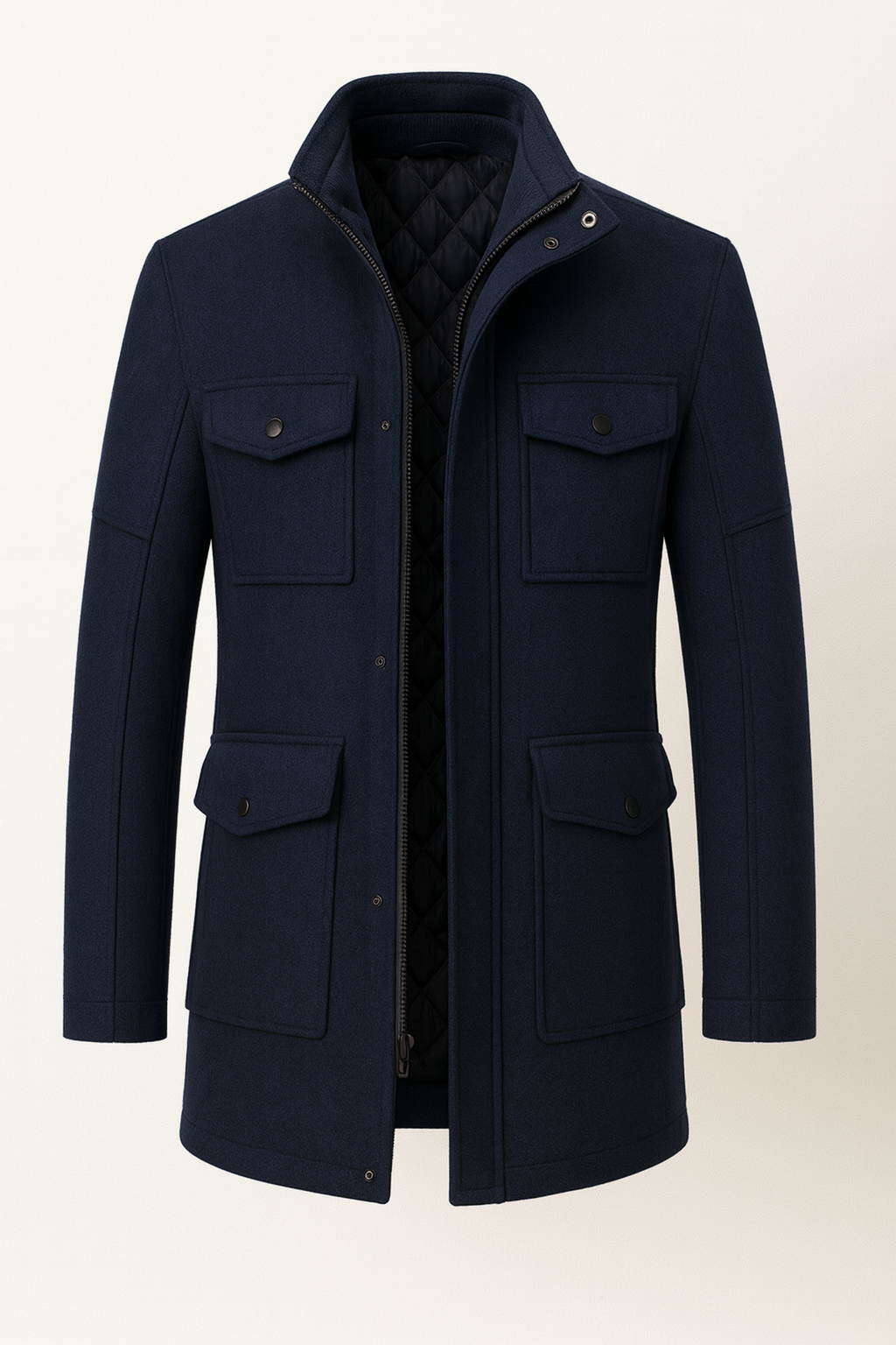 Levi Refined Stand Collar Wool Coat