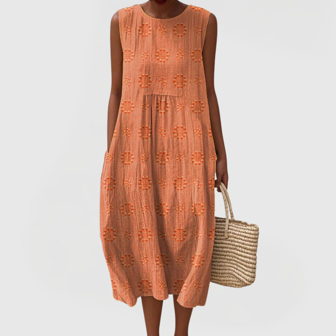 Callie | Sleeveless Embroidered Summer Comfort Dress