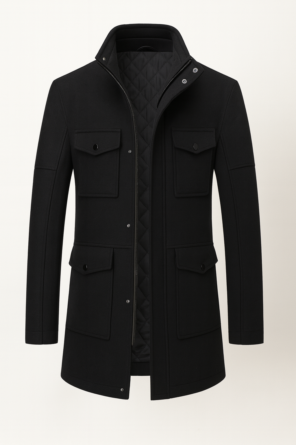 Levi Refined Stand Collar Wool Coat