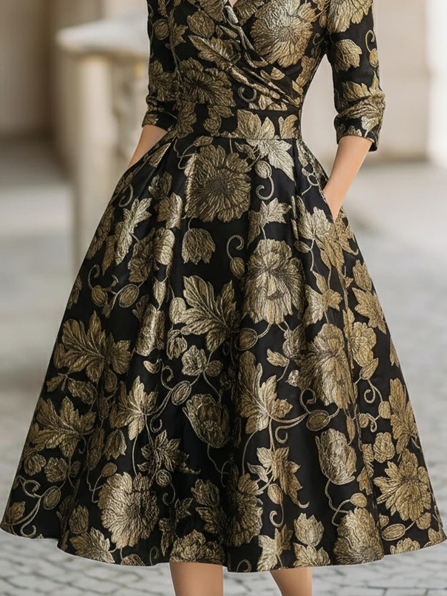 Meghan | Elegant Floral Midi Dress
