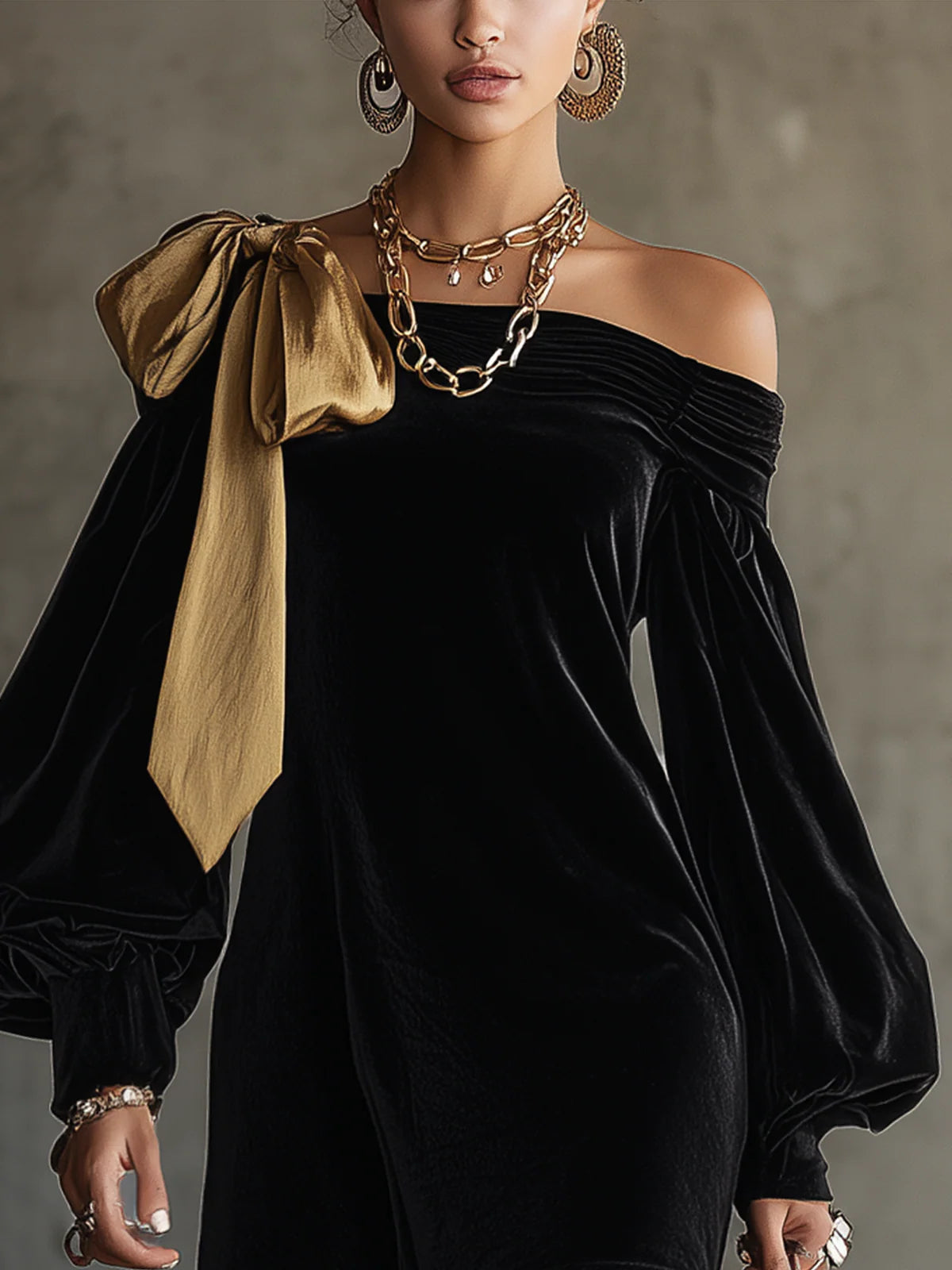 Velora | Velvet Bow Mini Dress