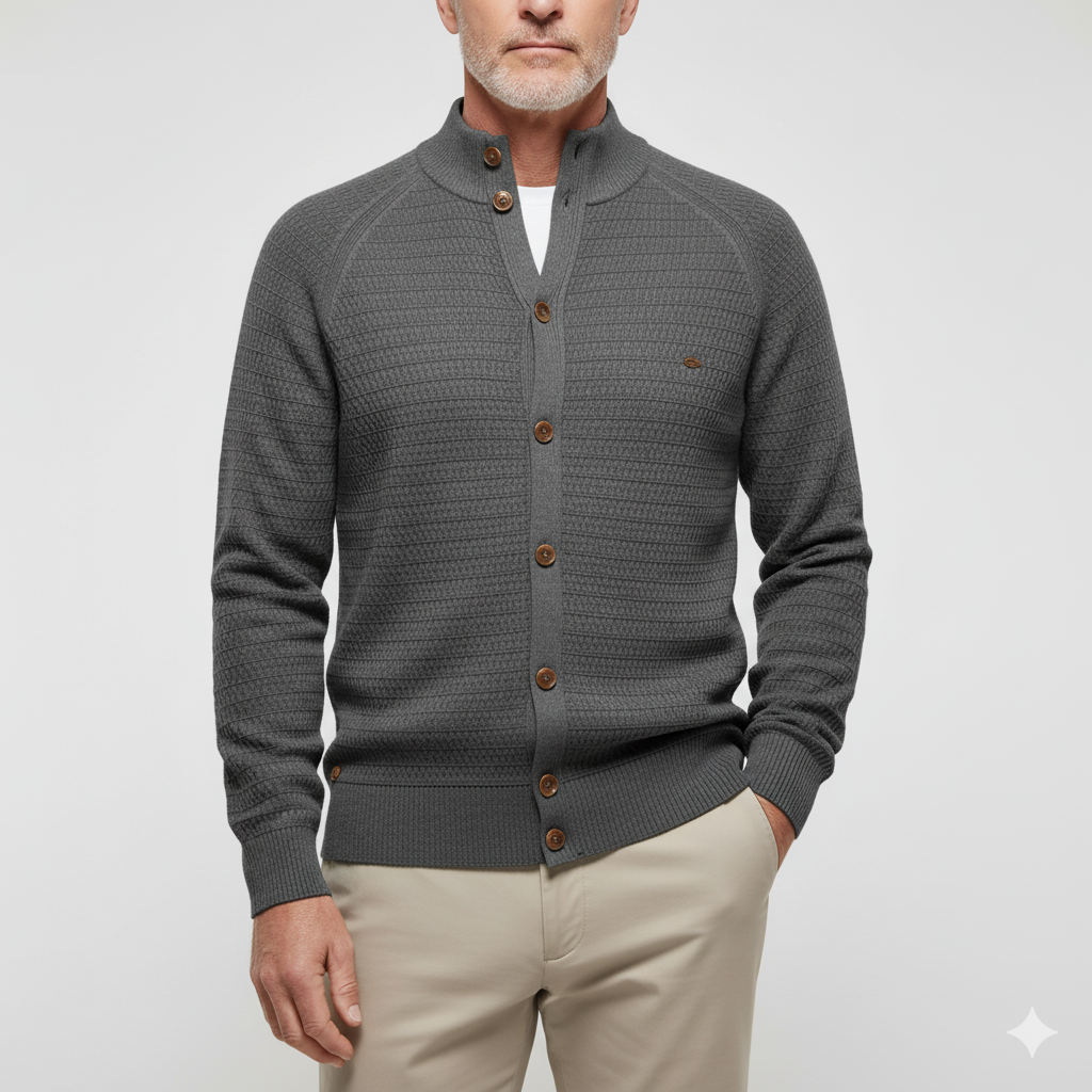 Adrian | High-Neck Cotton Cardigan