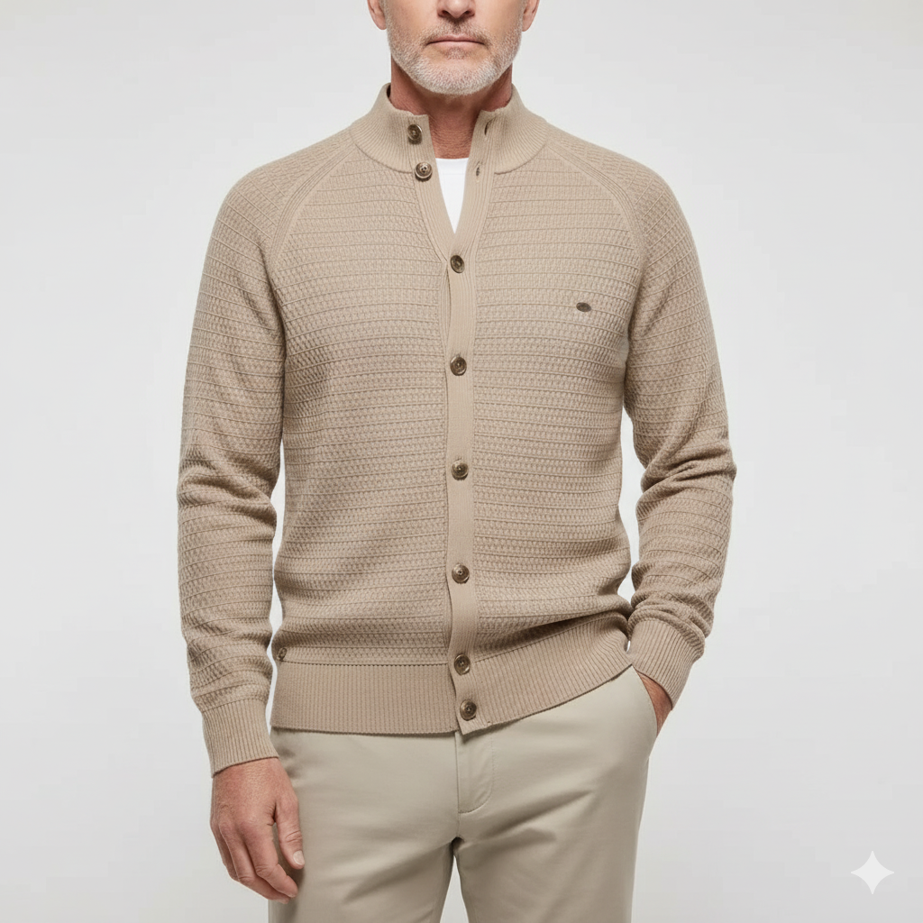 Adrian | High-Neck Cotton Cardigan