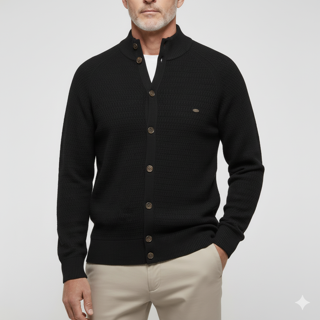 Adrian | High-Neck Cotton Cardigan