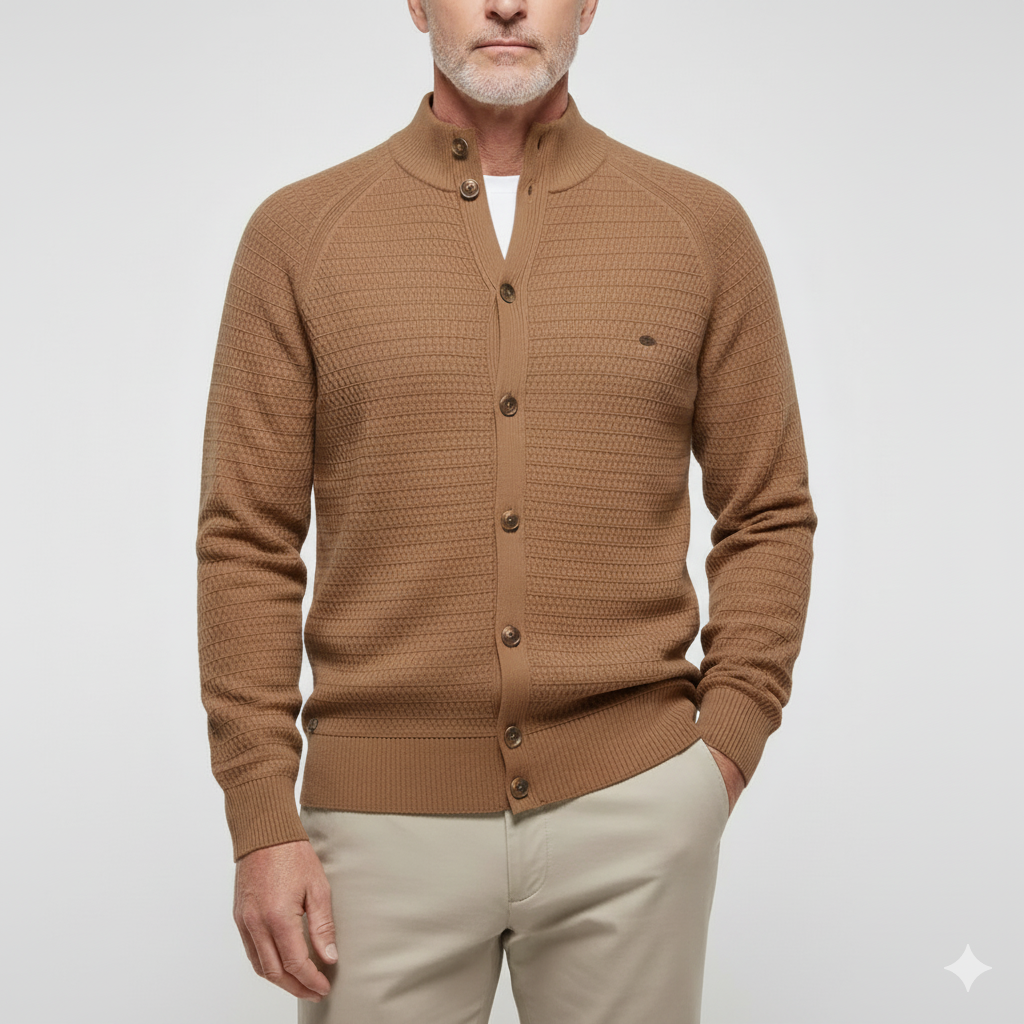 Adrian | High-Neck Cotton Cardigan