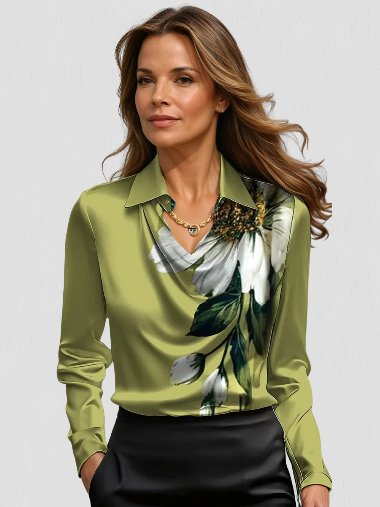 Melody | Satin Drape Blouse of Timeless Elegance