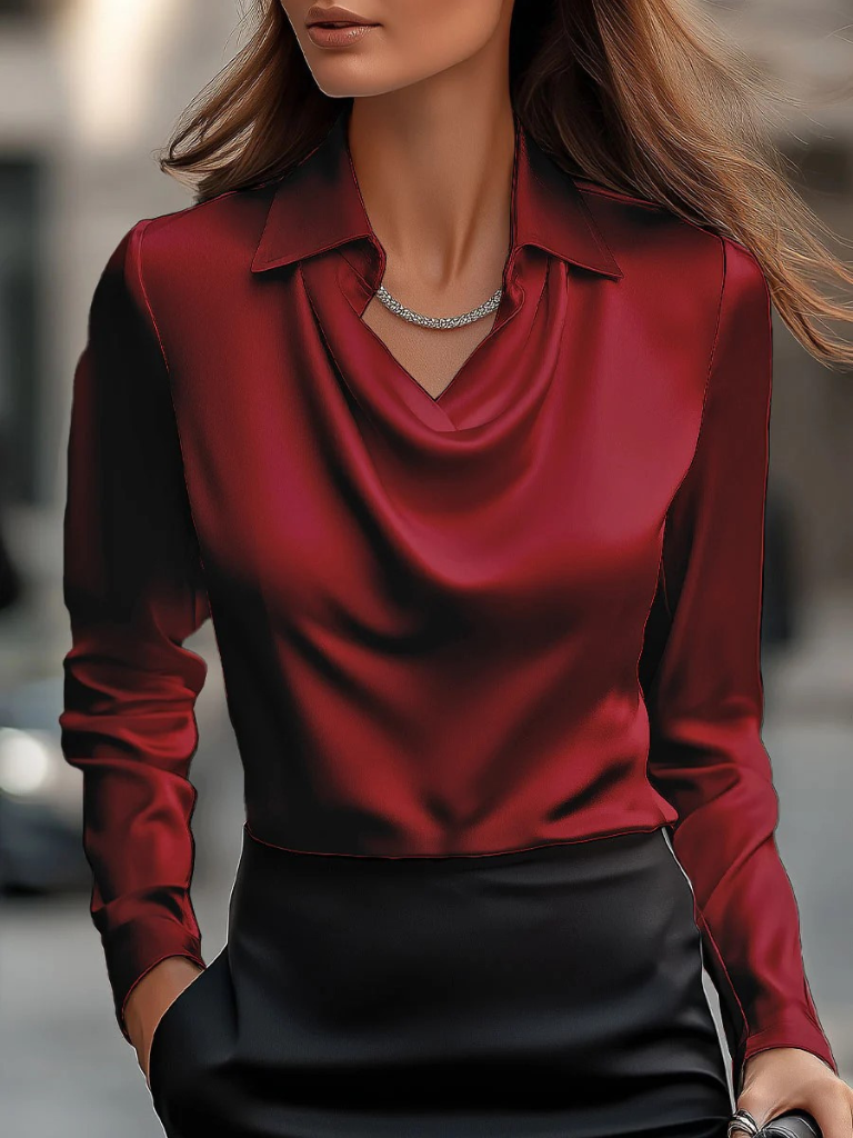 Melody | Satin Drape Blouse of Timeless Elegance