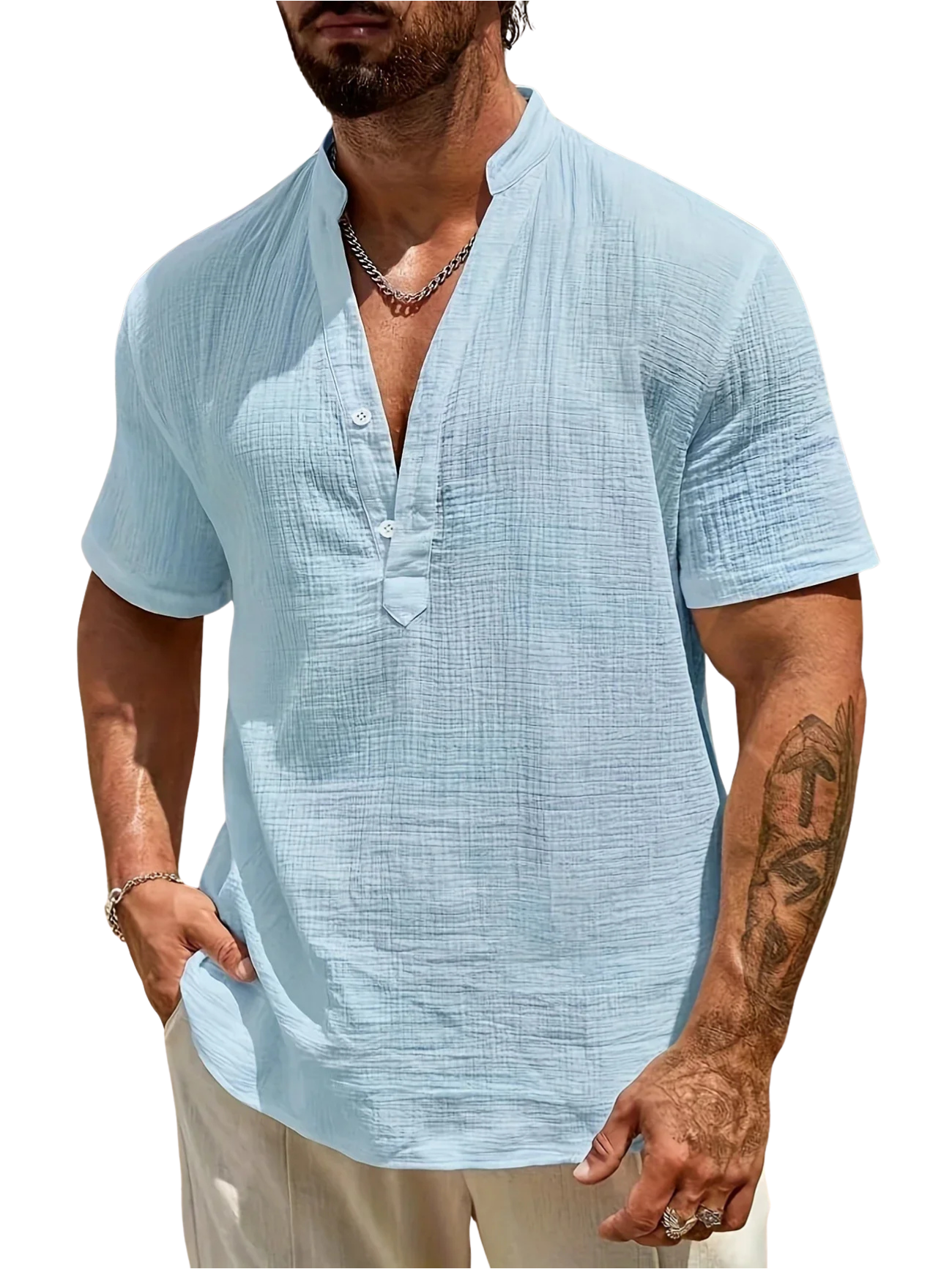 Christian | Elegant Summer Shirt with High Collar