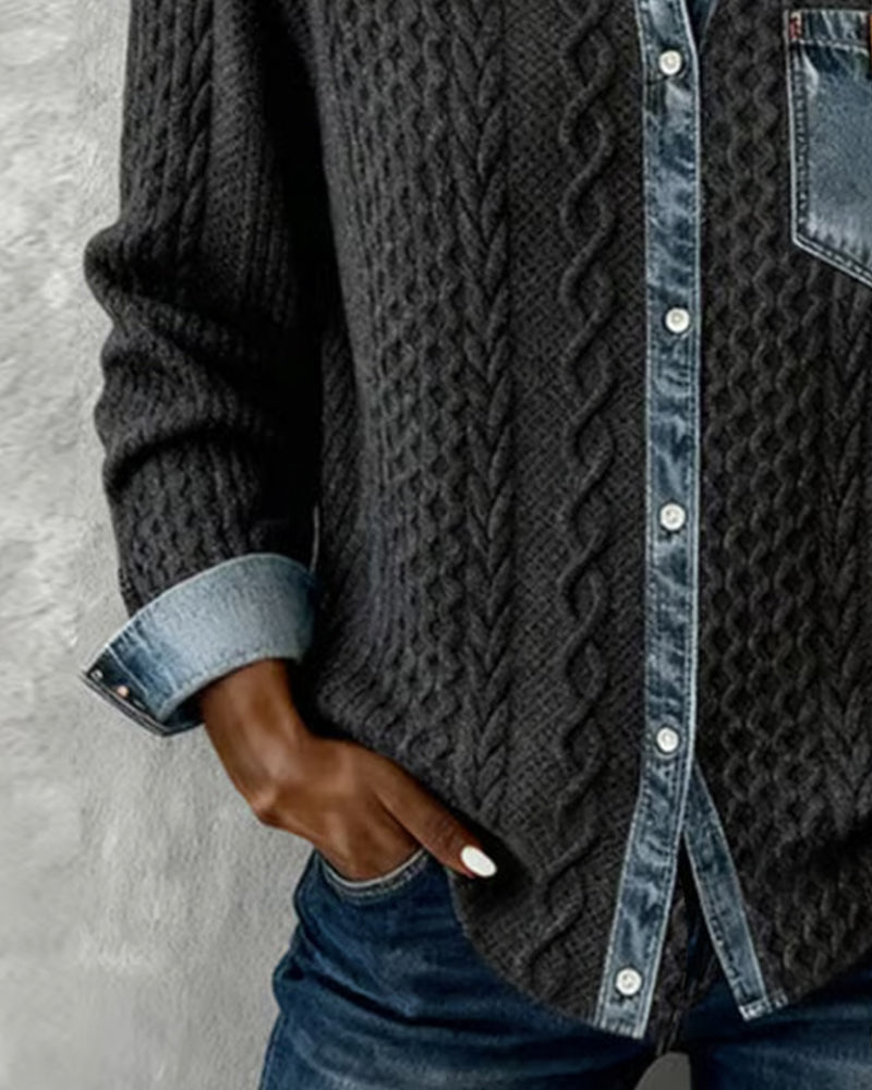 Adrian | Timeless Contrast Denim Detail Top