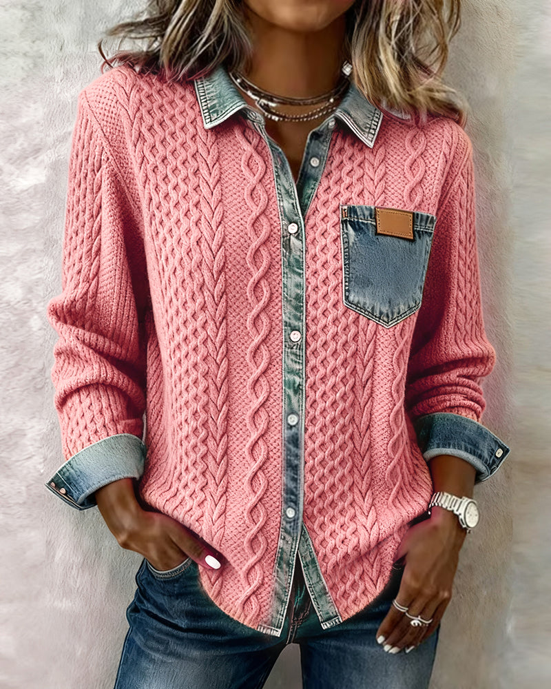 Adrian | Timeless Contrast Denim Detail Top